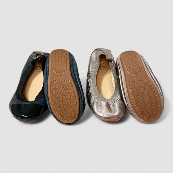 Yosi Samra Girls Size 8 Ballet Flats – Black Patent & Metallic Leather - Picture 1 of 7